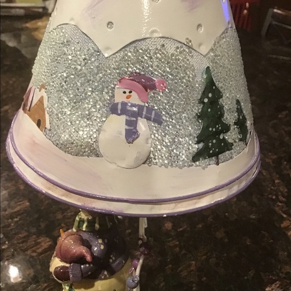 Home Interiors Snowman w/babies Tea Light Lamp - Picture 4 of 8